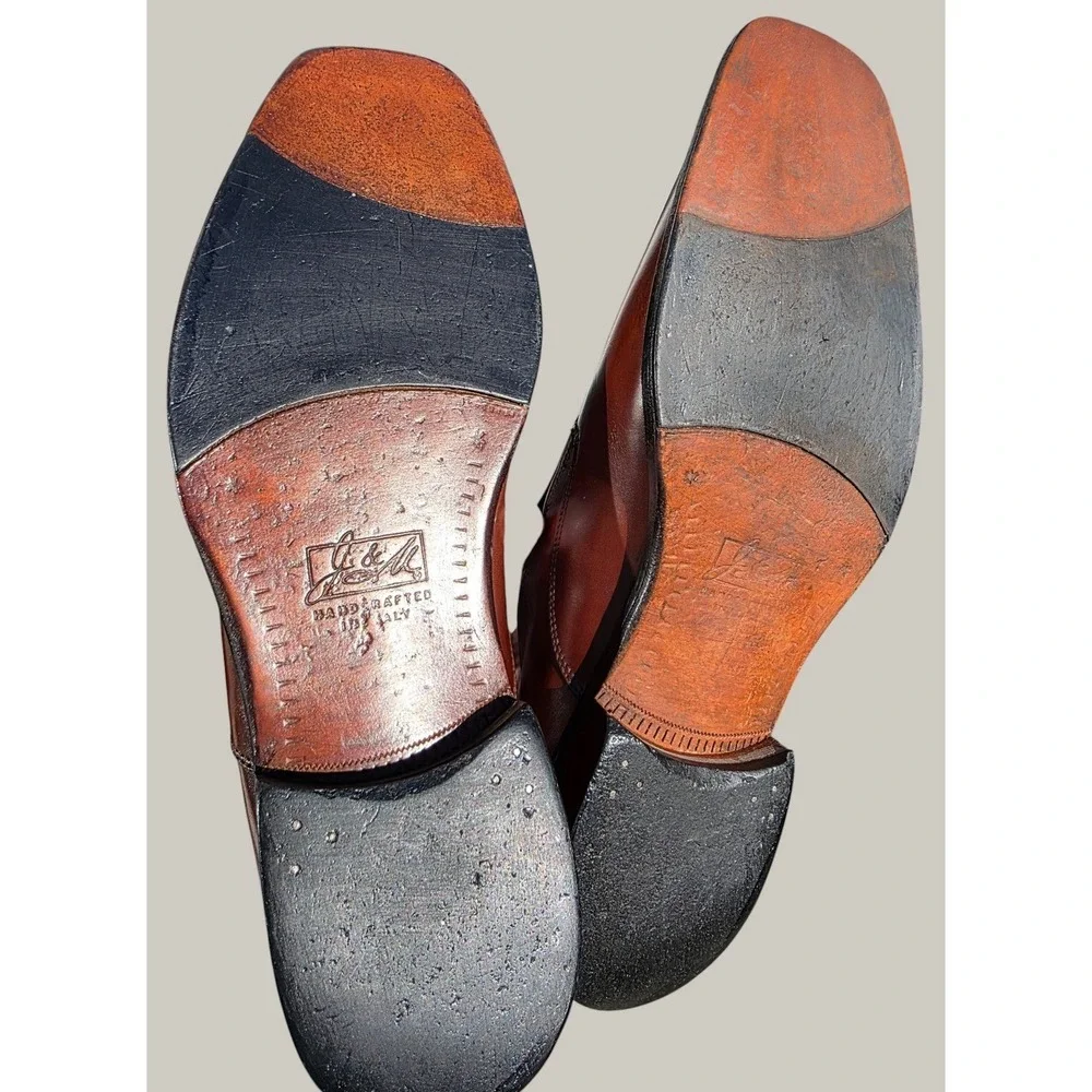 Johnston & Murphy‎ Handcrafted in Italy Mens 10M Brown Medallion Toe Loafers